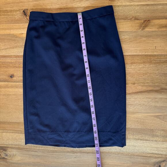 J Crew 365 Italian Wool Office Siren Skirt Sz 00 Navy Blue Professional Career - Picture 14 of 16